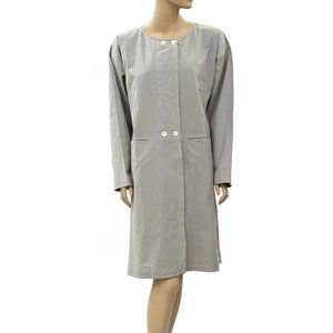Ewa I Walla Peasant Lagenlook Gray Mini Dress Vintage Pocket Solid M NWD